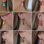 haze 个性 霓虹crystal 挪威CH小熊耳环女小众设计感INS耳环