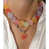 haze 彩色出口余正品 crystal CH挪威小熊软糖霜糖爱心项链