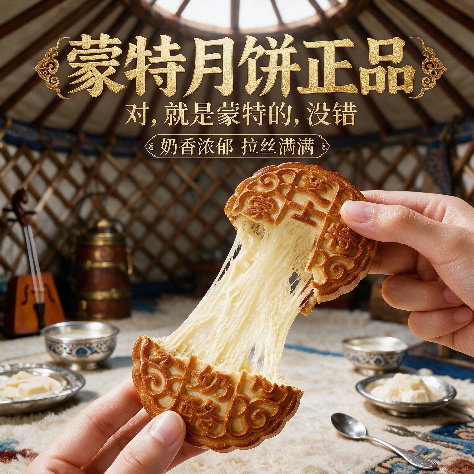 乌丹蒙特月饼内蒙古奶皮子芝士奶酪拉丝月饼奶豆腐手工月饼中秋