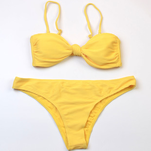 带胸垫 ong海边度假黄色比基尼性感bikini抹胸泳装 澳洲时尚 品牌B