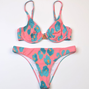 女款 bikini泳装 T海边沙滩性感印花聚拢比基尼时尚 英国品牌N