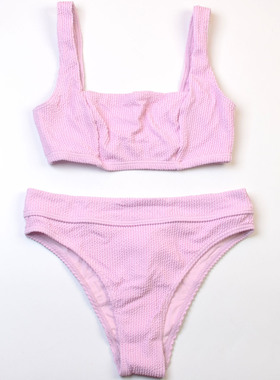 澳洲品牌Bil*度假显瘦纯色方领比基尼bikini海边沙滩泳装女款