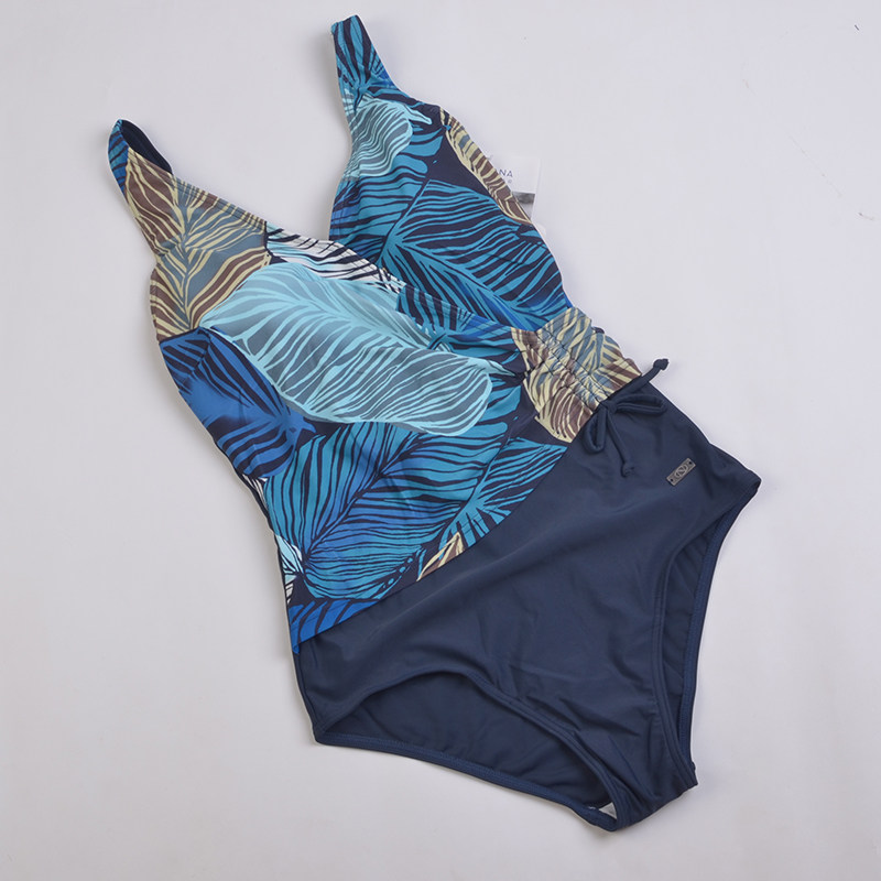 外贸欧美品牌丰满大胸大码泳装聚拢收腰显瘦连体泳衣女高档泳装