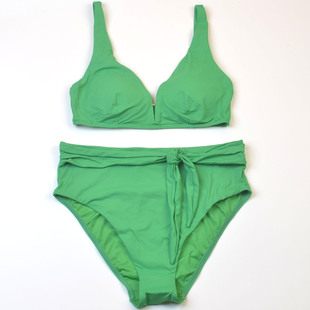 泳装 bikini大码 女 T品牌外贸高腰分体泳衣聚拢比基尼时尚 英国N