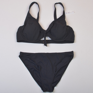 特价美国品牌ES**度假纯色小胸大胸聚拢高腰比基尼bikini泳衣女