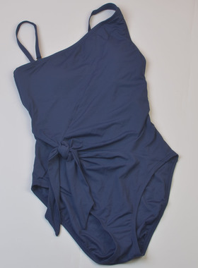 设计师品牌BLEU新款聚拢时尚纯色连体泳衣女修身显瘦度假大码泳装