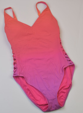 设计师品牌BLEU新款聚拢时尚纯色连体泳衣塑身显瘦度假大码泳装女