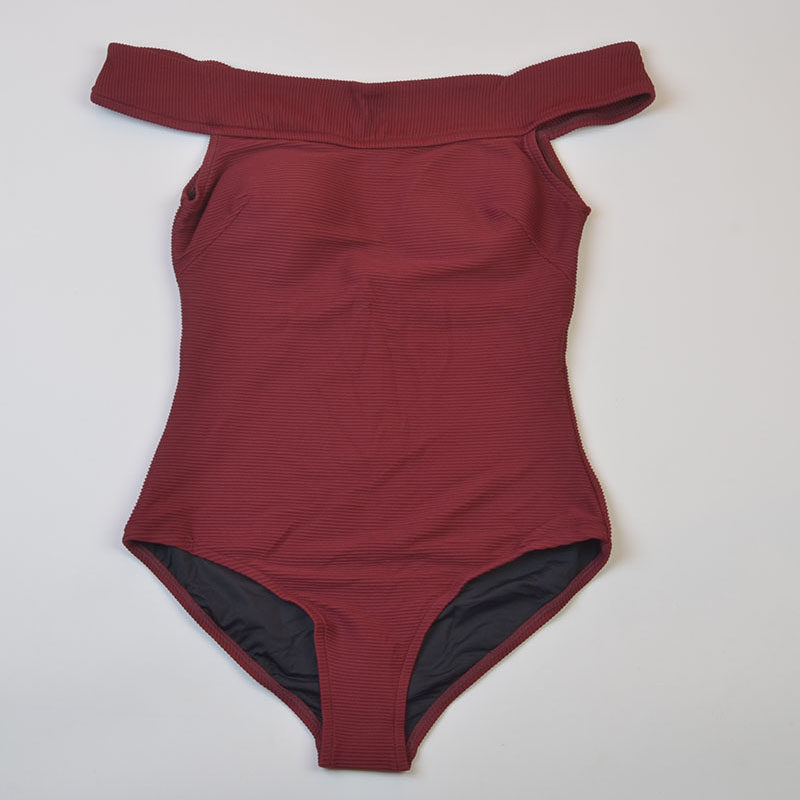 miamibeach澳洲品牌一字肩性感遮肚显瘦聚拢连体泳衣女度假泳装女