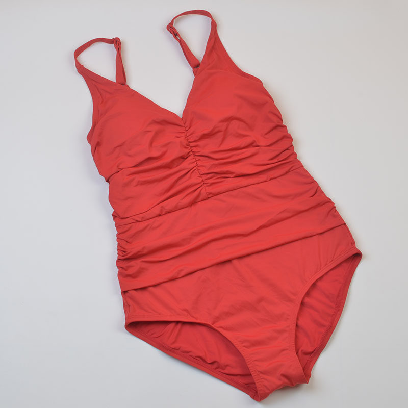 外贸原单品牌时尚收腰显瘦沙滩纯色印花连体泳衣性感舒适泳装女