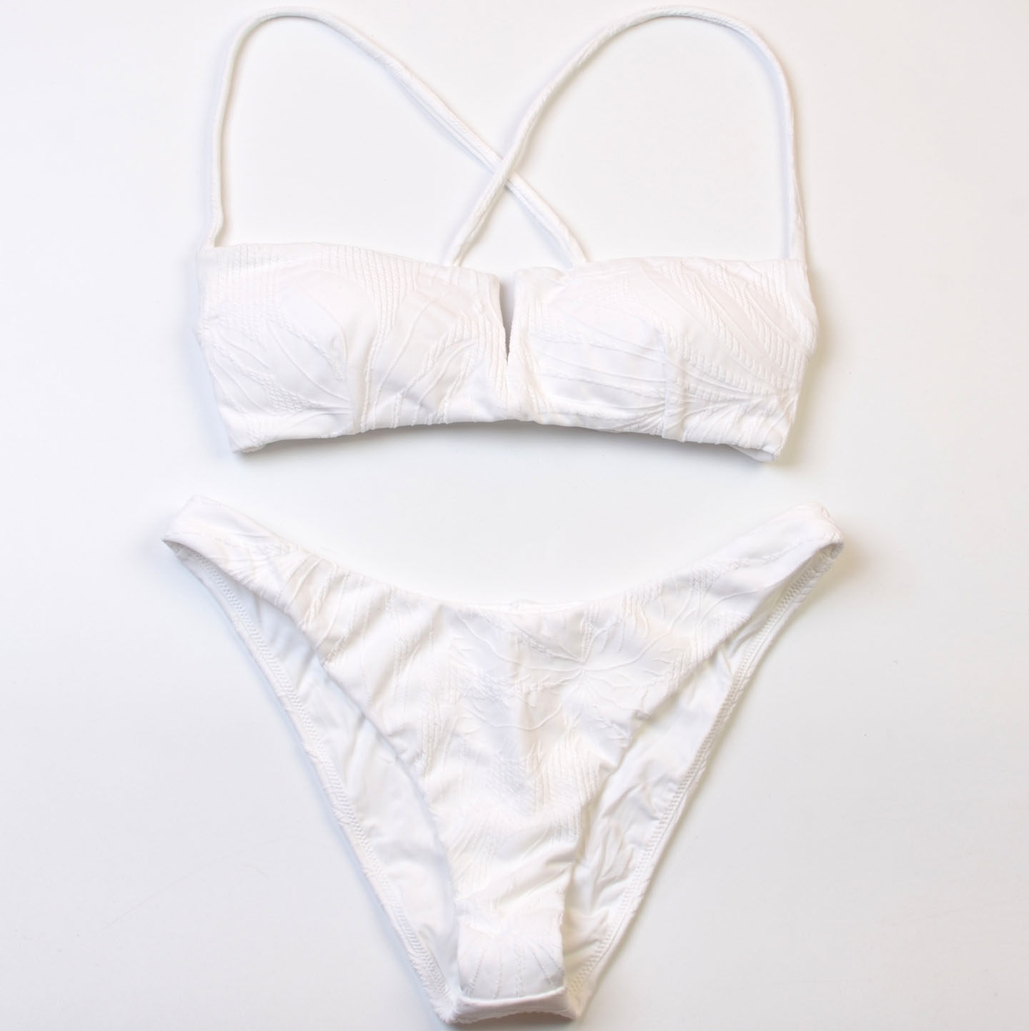 2026高级感澳洲品牌*V*A海岛度假V领白色比基尼分体泳衣女bikini