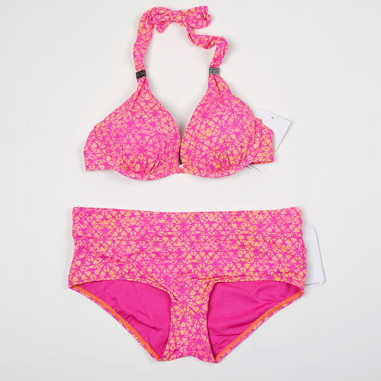 美国运动品牌oak**钢托大胸聚拢比基尼bikini 透气舒适面料泳衣