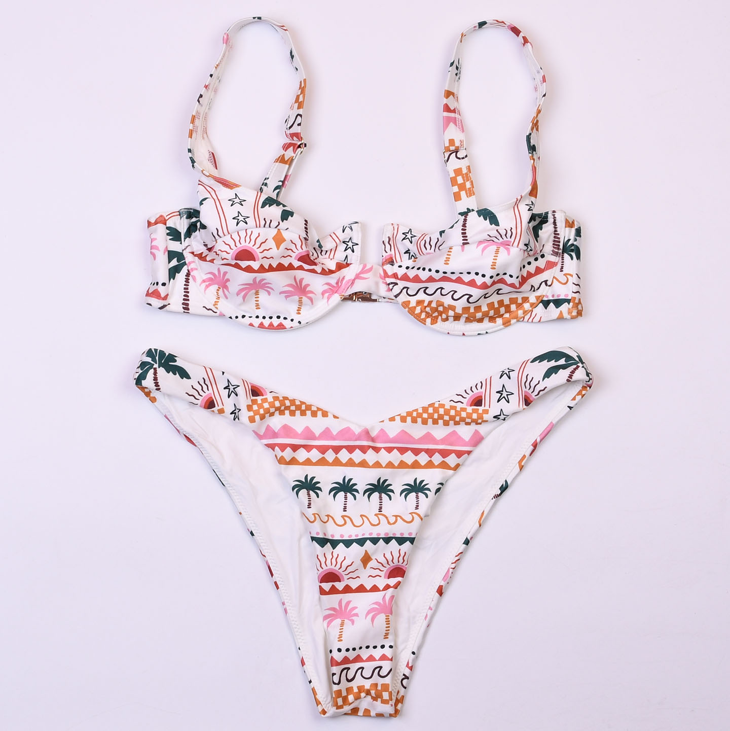 澳洲品牌MIN**性感碎花低腰钢圈比基尼bikini海边度假分体泳衣