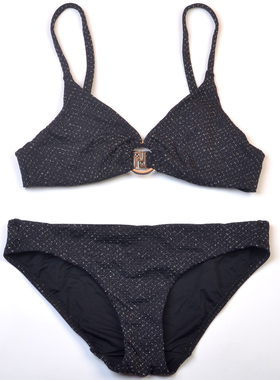 英国N*T品牌海边沙滩性感黑色闪光外贸比基尼时尚bikini泳装女款