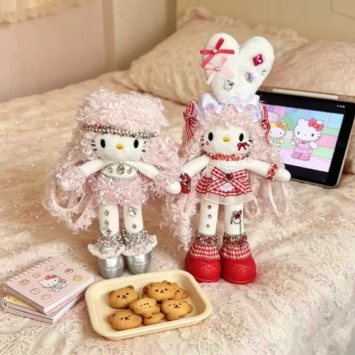 超美pink公主包挂件hellokitty挂饰毛绒公仔爆炸头kt钥匙扣女生礼