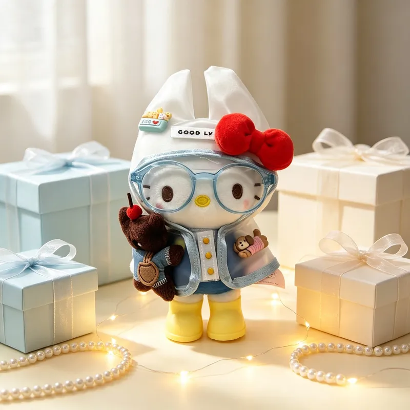 正版雨衣HelloKitty卡通毛绒玩偶挂件钥匙扣kt猫公仔包挂件图片
