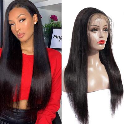 Middle Part Front Lace Long Straight Synthetic Full Wig假发
