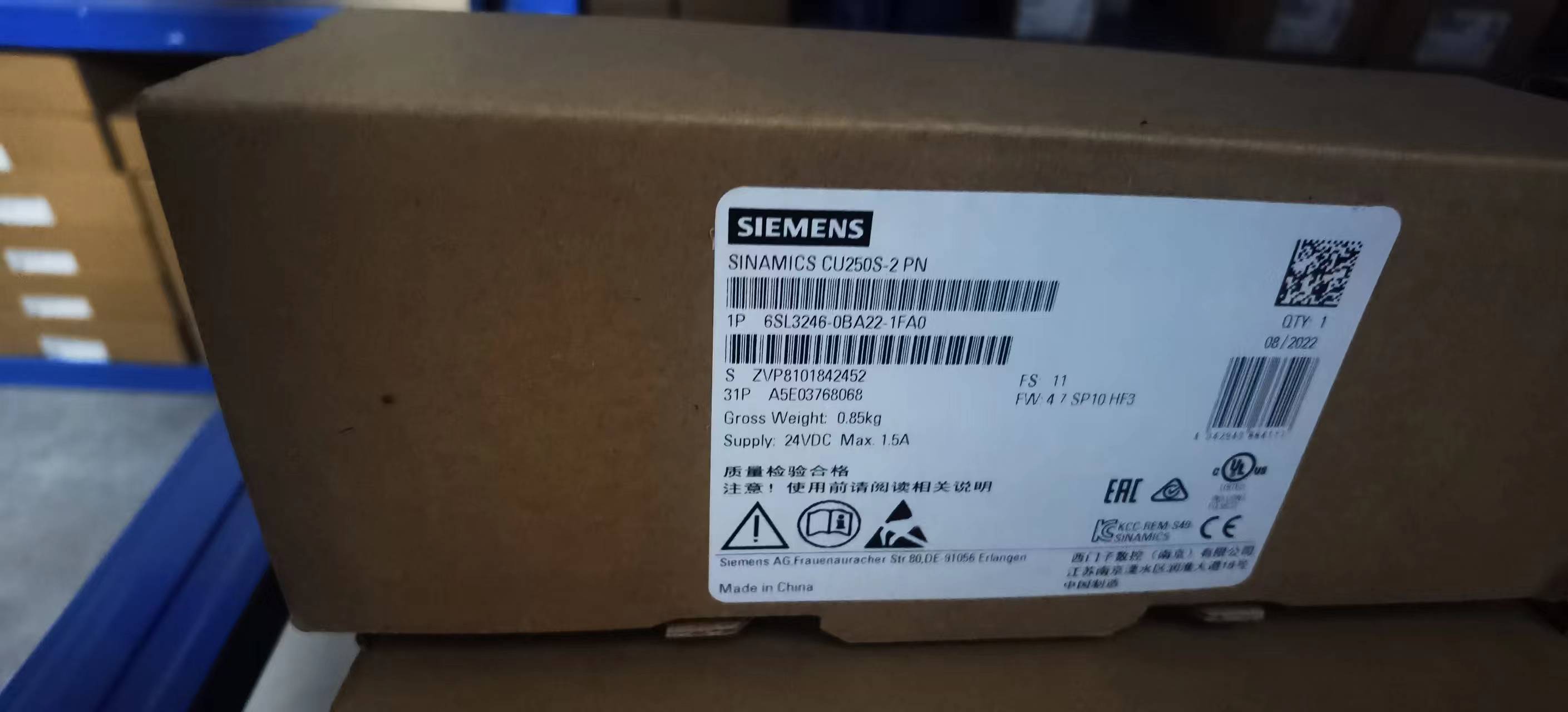 西门子SINAMICS G120 控制单元CU250S-2PN集成6SL3246-0BA22-1FA0