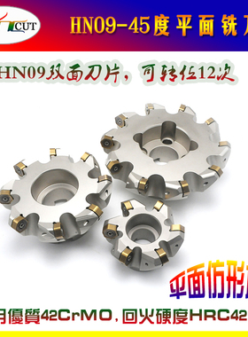 45度平面铣刀盘 HN09-50/63/80/100 装HNGX0906 12角刀片内冷刀盘