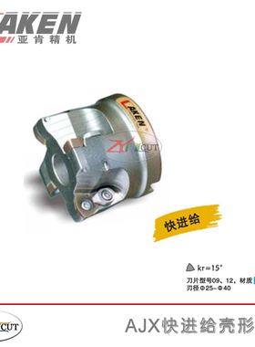 AKEN亚肯快进给壳形铣刀盘 AJX09/12-50/63/80/100 R3.0开粗刀盘