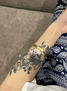 草本果汁素花臂（两张）ins风性感女防水男持久仿真半永久纹身贴