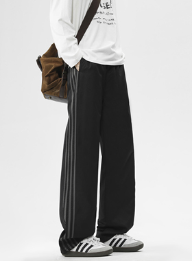 GDW秋季三条杠黑色休闲裤男士韩版简约百搭裤子难韩版潮流年长裤