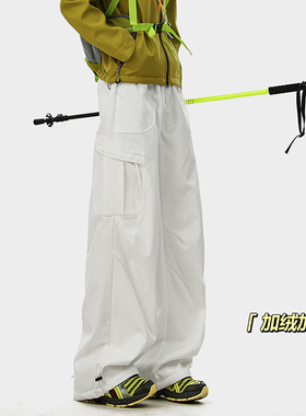 防泼水美式冲锋裤工装裤男生春秋款直筒裤休闲裤港风秋冬加绒长裤
