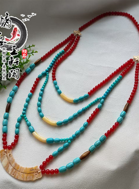 秦汉古风宿命复原璎珞仿玉璜汉服配饰多层项链魏晋古装古典颈饰品