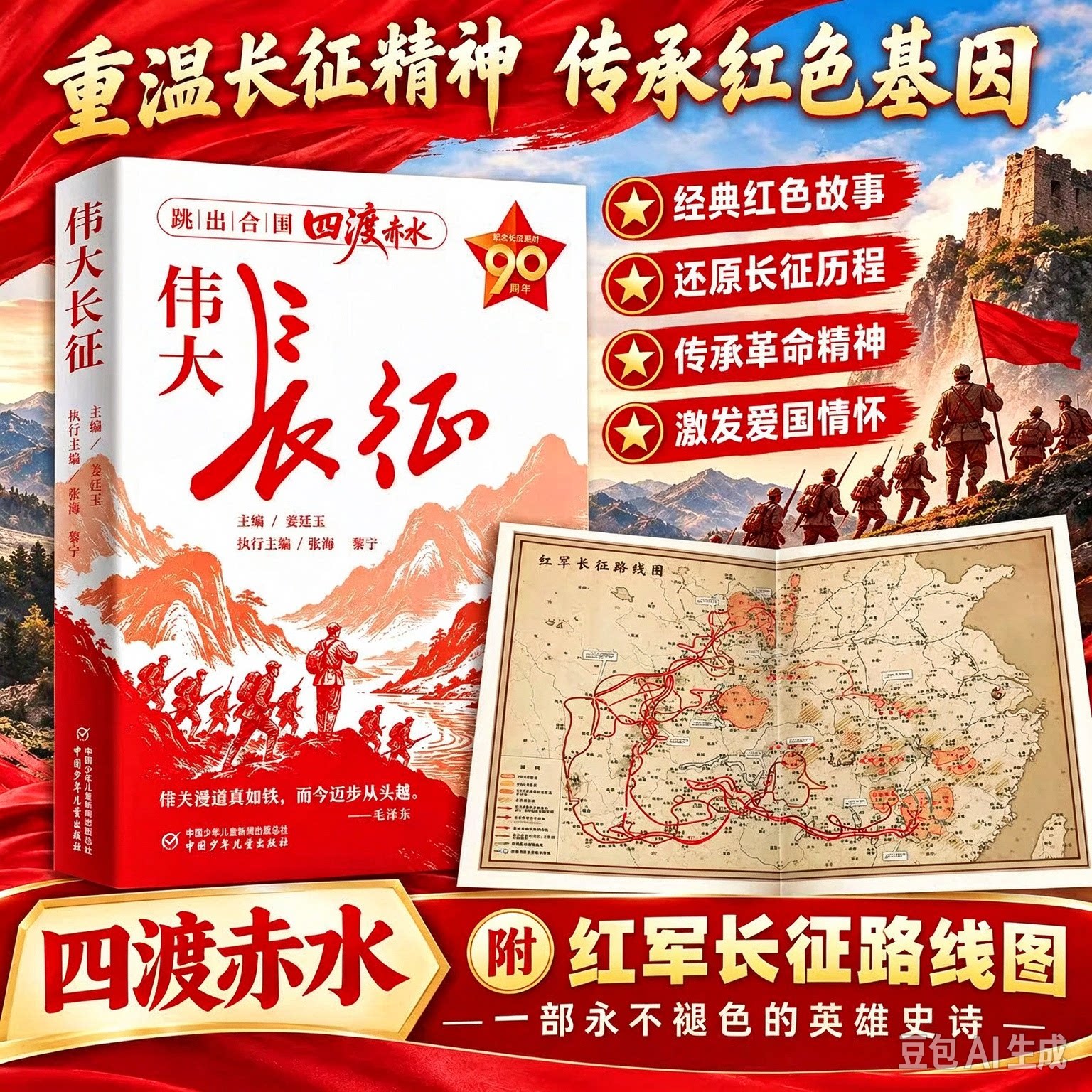【官方正版】伟大长征纪念长征四渡赤水中国感人故事军史青少年爱国主义教育红色经典历史人物革命战争纪实文学2026央视开学第一课