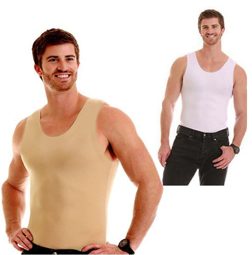 出口春秋薄款男内穿莫代尔棉肤色打底背心一片式圆领肉色无痕上衣