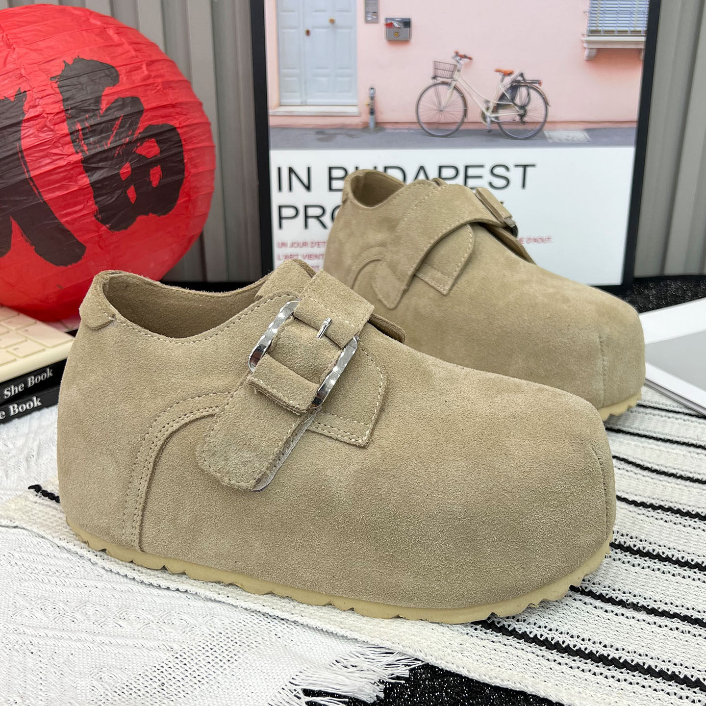 6CM~厚底内增高真皮勃肯鞋女2026春季新款魔术贴休闲轻便百搭单鞋,女鞋,勃肯鞋/软木鞋,淘宝优惠券,粉丝福利购,淘宝优惠卷