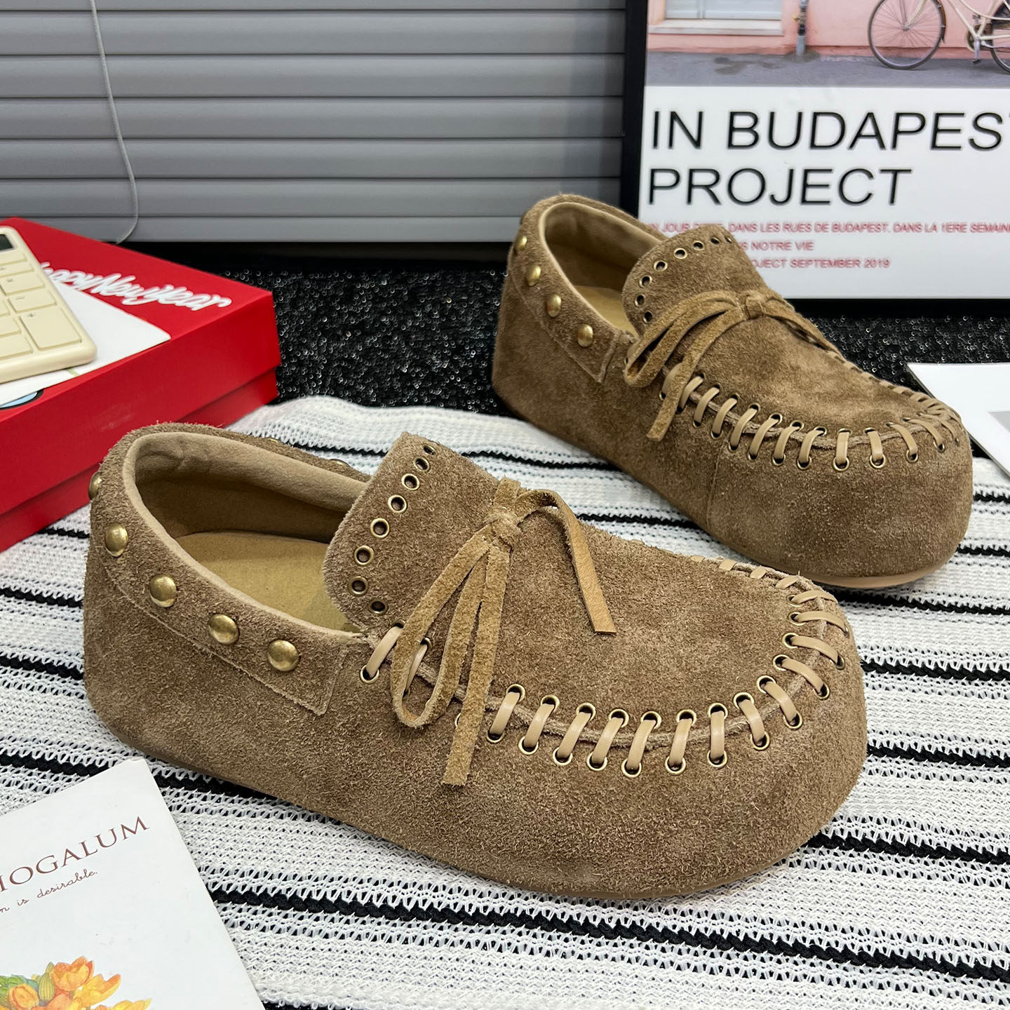 真皮铆钉蝴蝶结勃肯鞋女2026春季新款休闲百搭厚底内增高时尚单鞋,女鞋,勃肯鞋/软木鞋,淘宝优惠券,粉丝福利购,淘宝优惠卷