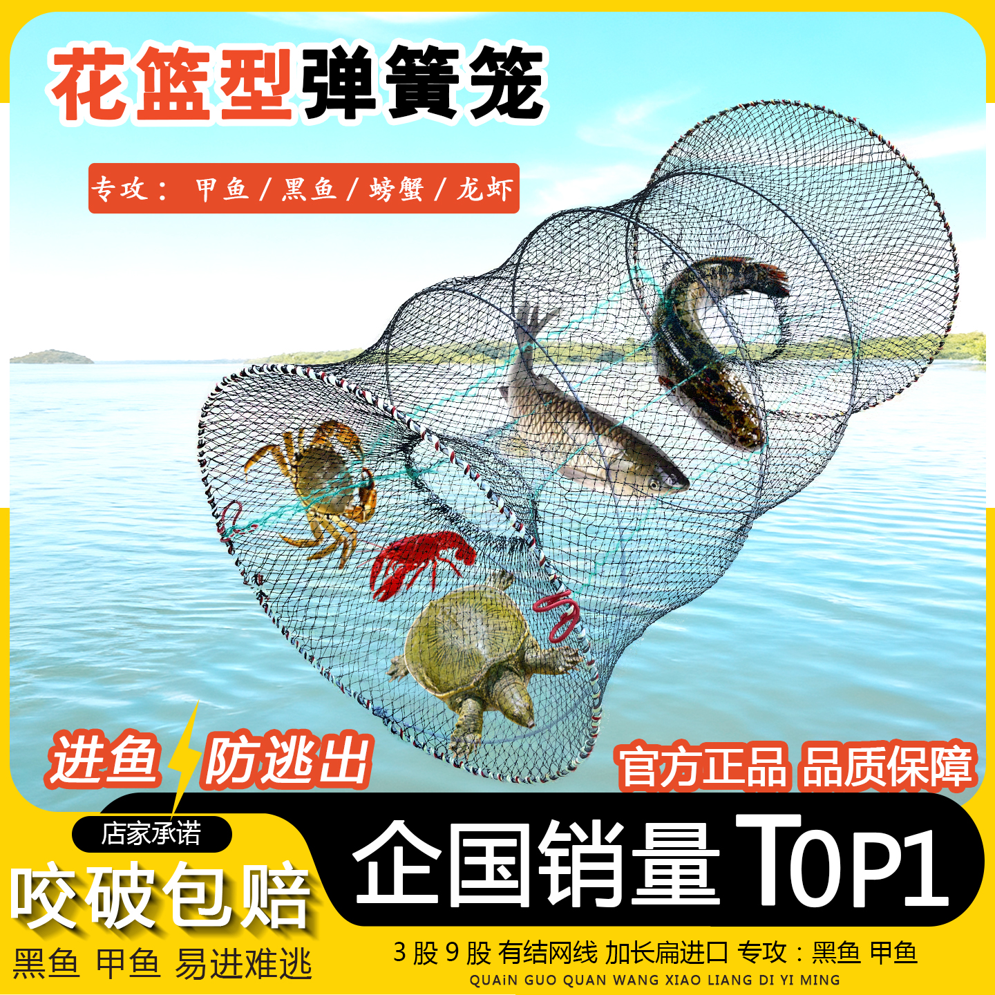 鱼笼捕捉鱼神器花篮鱼笼甲鱼新型黑鱼渔网折叠户外螃蟹笼只进不出