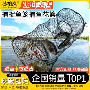 捕捉鱼神器鱼笼花篮鱼笼新型甲鱼只进不出户外渔网抓鱼折叠黑鱼笼
