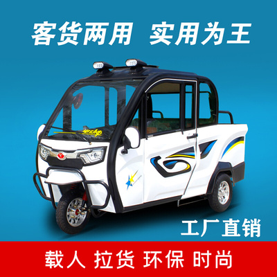 大将新款全封闭电动三轮车家用小型接送孩子带棚拉货老年老人皮卡