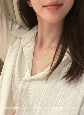 MOMENTHOME 极简主义*925纯银镀14K小巧精致单钻锁骨链百搭项链女