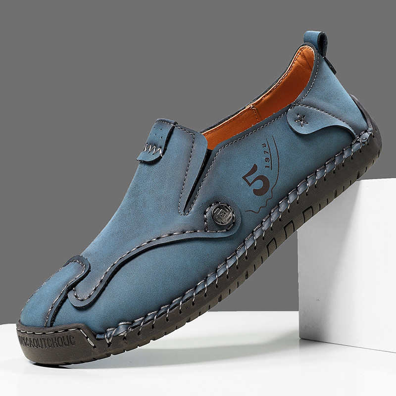 复古手工缝制休闲皮鞋一脚蹬开车豆豆鞋软底爸爸鞋中老年乐福男鞋,流行男鞋,时尚休闲鞋,淘宝优惠券,粉丝福利购,淘宝优惠卷