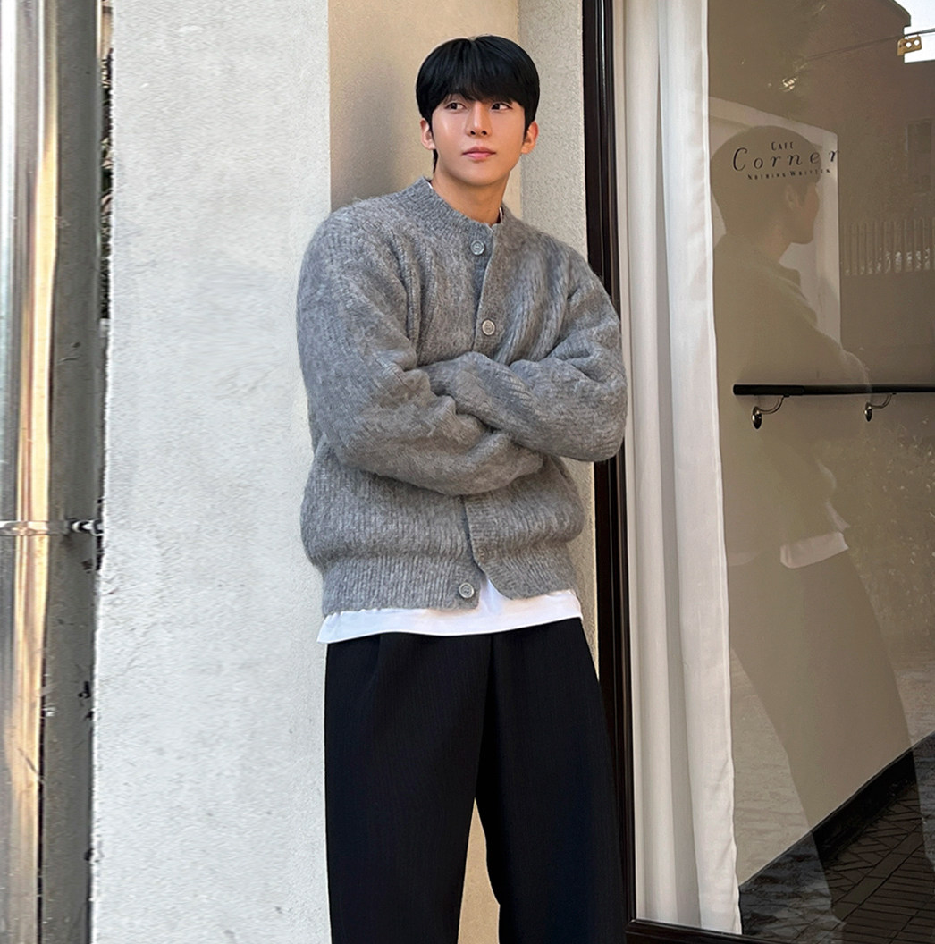 MRCYC老钱风圆领开衫毛衣男士冬