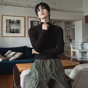 韩系修身 MRCYC简约风半拉链长袖 打底衫 新款 健身上衣 T恤男2026春季