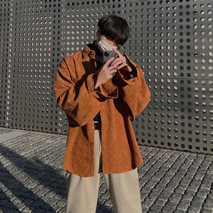 秋冬韩系宽松潮流休闲复古百搭衬衣外套 长袖 MRCYC灯芯绒衬衫 男士