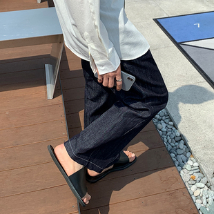 韩系潮流休闲长裤 MRCYC阔腿牛仔裤 宽松帅气百搭直筒裤 新款 男夏季