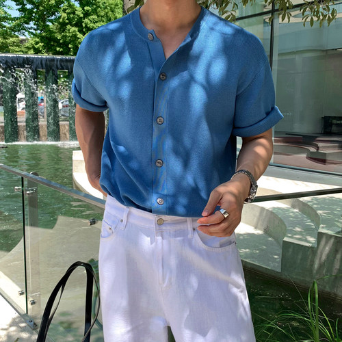 MRCYC韩系高级感针织开衫短袖T恤