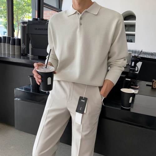 MRCYC韩版长袖翻领针织衫毛衣