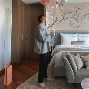 上衣 韩系潮流宽松外套学生男装 MRCYC日系圆领纯色卫衣男士 春秋季