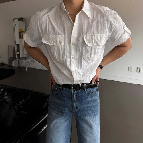 MRCYC老钱风短袖衬衫男士夏季