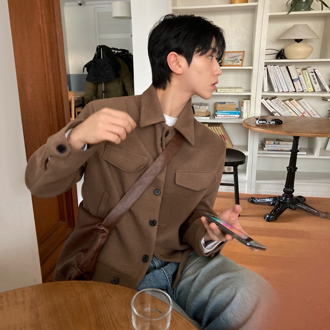 MRCYC复古风短款毛呢夹克男士冬