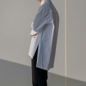 男士 长袖 衬衫 MRCYC秋季 韩系潮流衬衣外套宽松学生开衩设计感男装