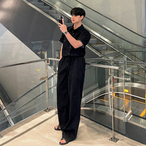 MRCYC韩版宽松复古牛仔套装