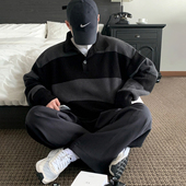 秋季 MRCYC撞色条纹polo针织衫 男士 韩系潮流翻领毛衣宽松休闲上衣