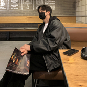 MRCYC连痞帅帽皮衣外套男春季 新款 宽松上衣韩系潮流高级感皮夹克