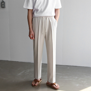 韩系潮流宽松直筒垂坠感百搭运动九分西裤 夏季 子 休闲裤 MRCYC男士